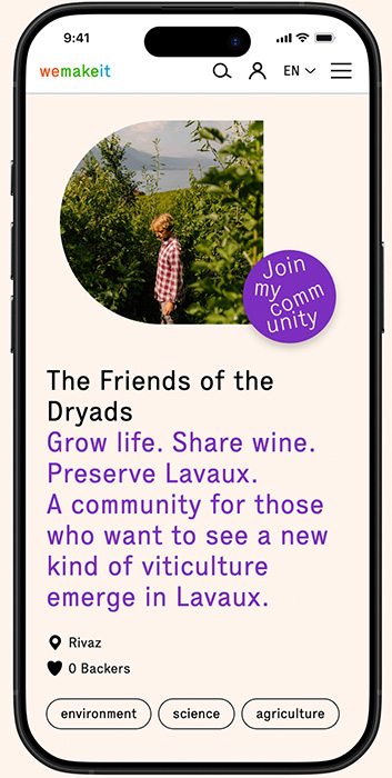 Screenshot of an example Community page