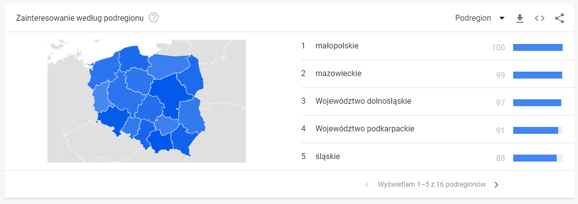 Bitcoin - Google Trends mapa