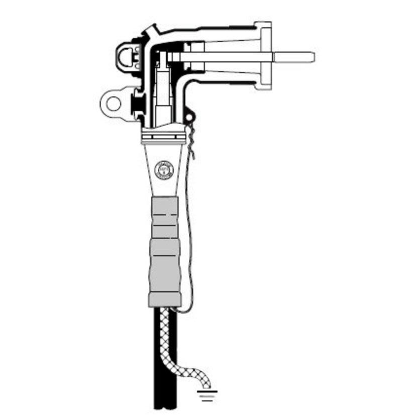 3M™ 7010349043  Industrial Loadbreak Elbow Connector, 15 kV, 200 A, 2 to 1 AWG Conductor, 0.7 to 0.91 in Dia Cable, EPDM Rubber Insulation