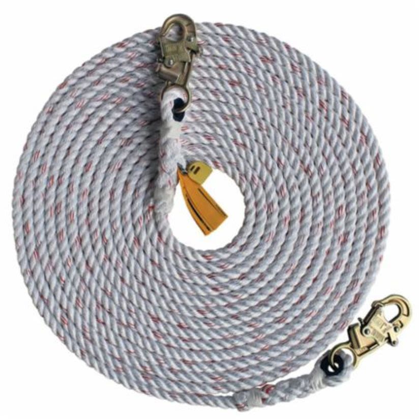3M™ DBI-SALA® Fall Protection 1202790 Vertical Rope Lifeline With (2) Self-Locking Snap Hooks, 310 lb Load Capacity, 50 ft L, Specifications Met: ANSI A10.32, ANSI Z359.1, OSHA 1910.66, OSHA 1926.502