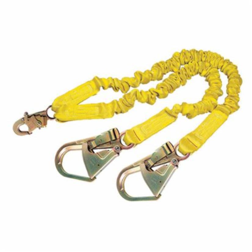 3M™ DBI-SALA® Fall Protection 1244412 ShockWave™2 Elastic Tie-Off Variable Shock Absorbing Lanyard, 130 to 310 lb Load, 6 ft L, Polyester Webbing Line, 2 Legs, Snap Hook Anchorage Connection, Snap Hook Harness Connection Hook