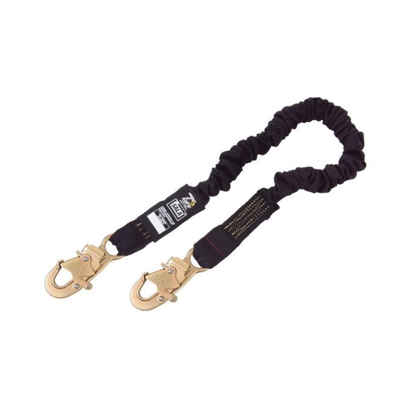 3M™ DBI-SALA® Fall Protection 1244610 ShockWave™2 Arc Flash Elastic Variable Shock Absorbing Lanyard, 130 to 310 lb Load, 6 ft L, Kevlar®/Nomex® Line, 1 Legs, Snap Hook Anchorage Connection, Snap Hook Harness Connection Hook