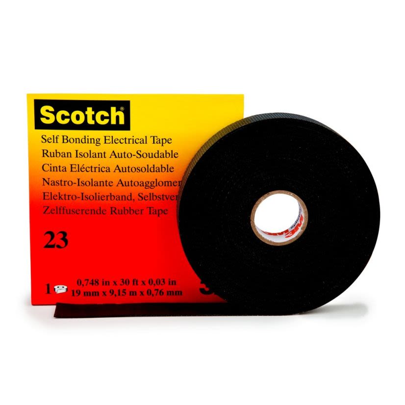 3M™ 7000007286  Scotch® Premium-Grade Splicing Tape, 20 ft L x 3/4 in W, 30 mil THK, Rubber, Rubber Resin Adhesive, Rubber Backing, Black