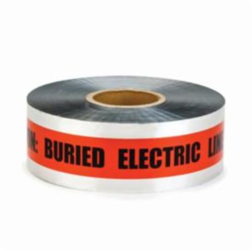 Scotch 7000133190 406-R Detectable Buried Barricade Tape, Red, 1000 ft L 3 in W, CAUTION BURIED ELECTRIC LINE BELOW Legend, Aluminum Foil