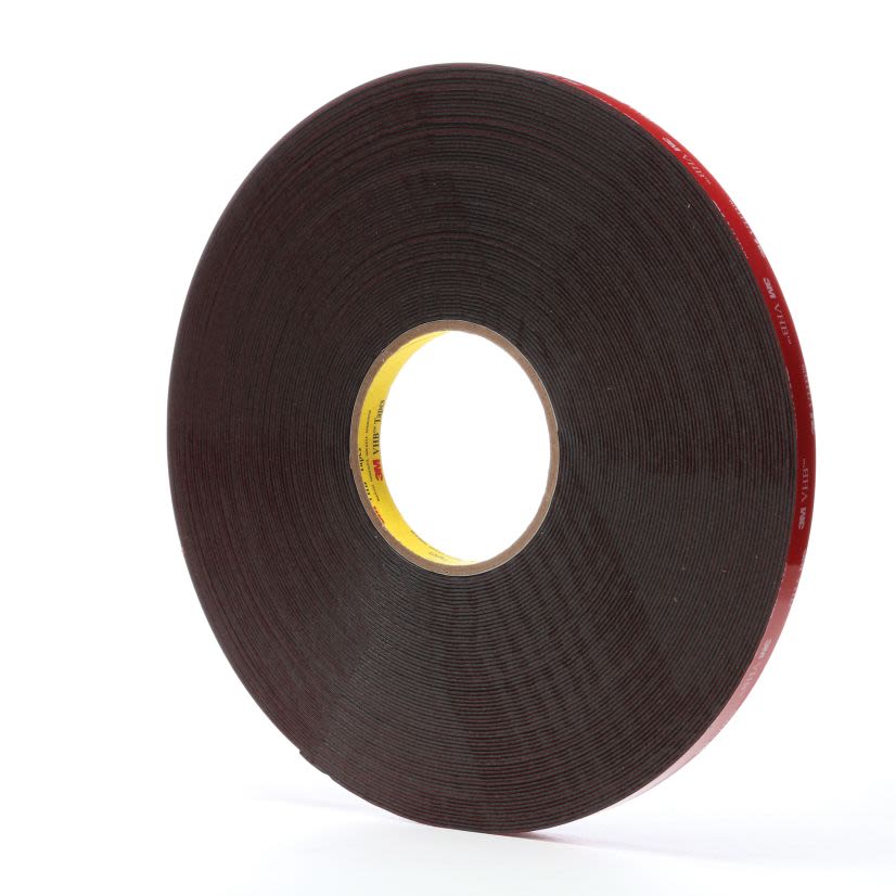 3M™ 5952-1/2"x36yd High Strength Double Sided Bonding Tape, 36 yd L x 1/2 in W, 0.045 in THK, Modified Acrylic Adhesive, Acrylic Foam Backing, Black