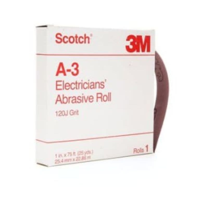 3M 7000044879 Roll, 25 yd L 1 in W, 120 Grit, Aluminum Oxide Abrasive, Cloth Backing