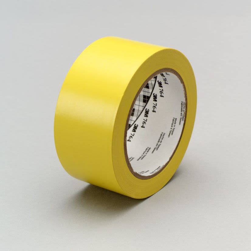 3M™ 764-2"x36yd-Yellow General Purpose Vinyl Tape, 36 yd L x 2 in W, 5 mil THK, Rubber Adhesive, PVC Backing, Yellow