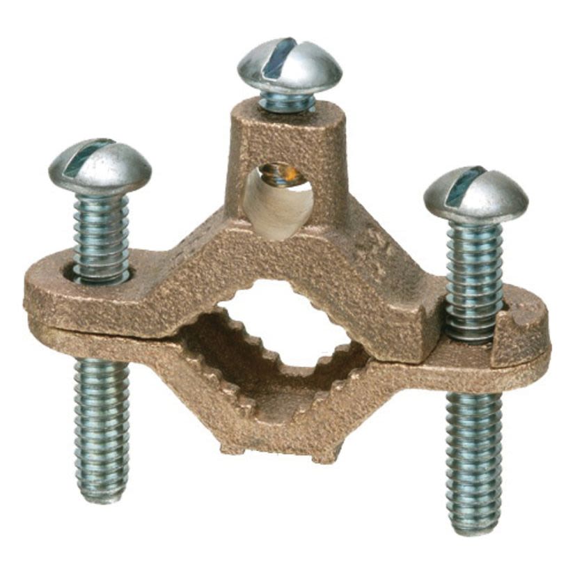 Arlington 720B Bare Wire Ground Clamp With Galvanized Steel Screw, 10 to 2 AWG Conductor, Brass/Steel
