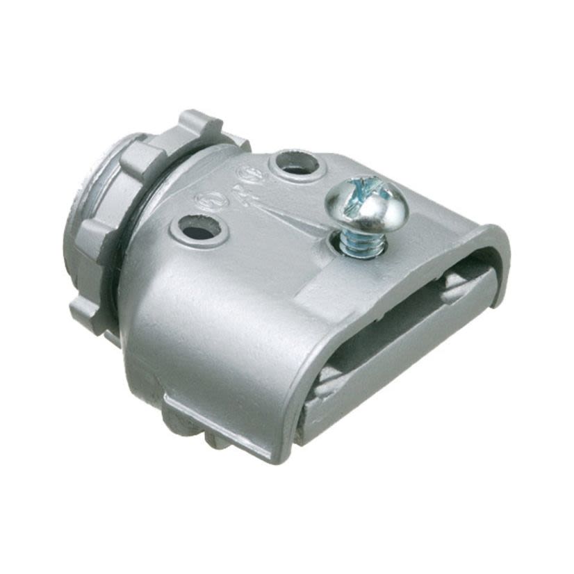 Arlington 846 Duplex Straight Single Screw Cable Connector, 3/8 in Trade, 0.15 to 0.612 in Cable Openings, Die Cast Zinc