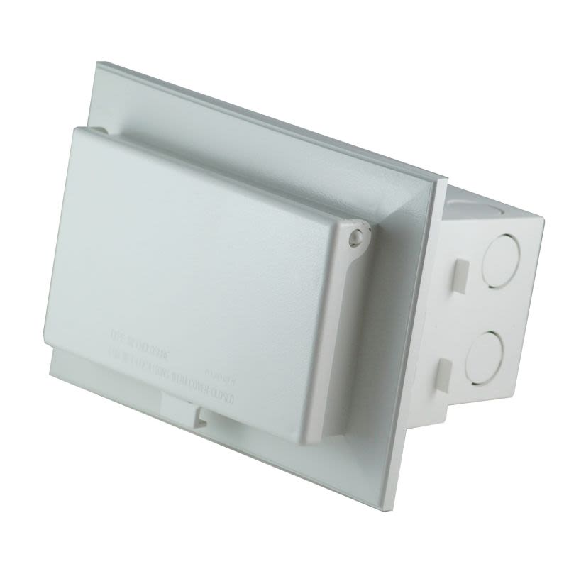 Arlington InBox DBHB1W DB Series 1-Piece Low Profile Recessed Electrical Box, Plastic, 22 cu-in Capacity, 1 Gang, 1 Outlet, 4.934 in L x 7.186 in W x 5.159 in D