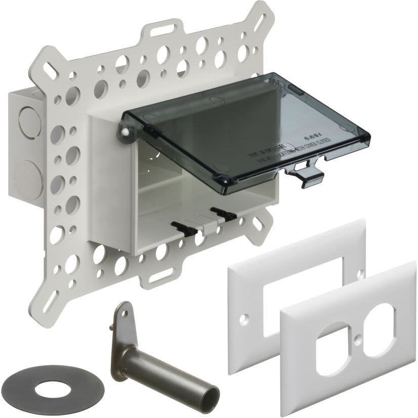 Arlington InBox™ DBHM1C DB Series 1-Piece Low Profile Electrical Box, Plastic, 22 cu-in Capacity, 1 Gang, 1 Outlet, 7.012 in L x 9.058 in W x 5.16 in D