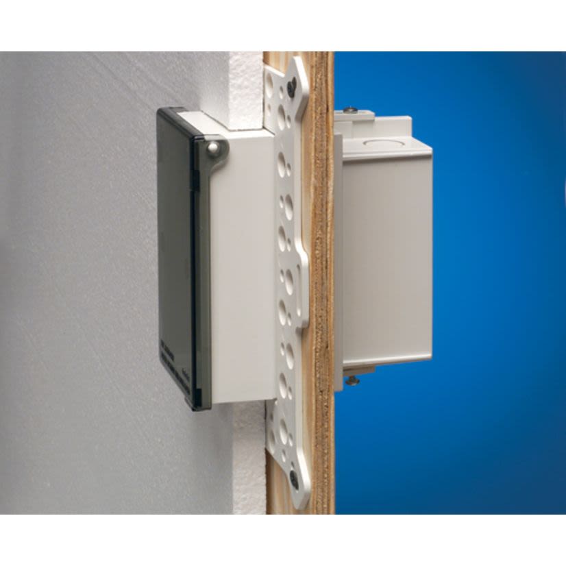 Arlington InBox™ DBVMA1C DB Series 1-Piece Low Profile Electrical Box, Plastic, 22 cu-in Capacity, 1 Gangs, 1 Outlets, 9.058 in L x 7.012 in W x 5.16 in H