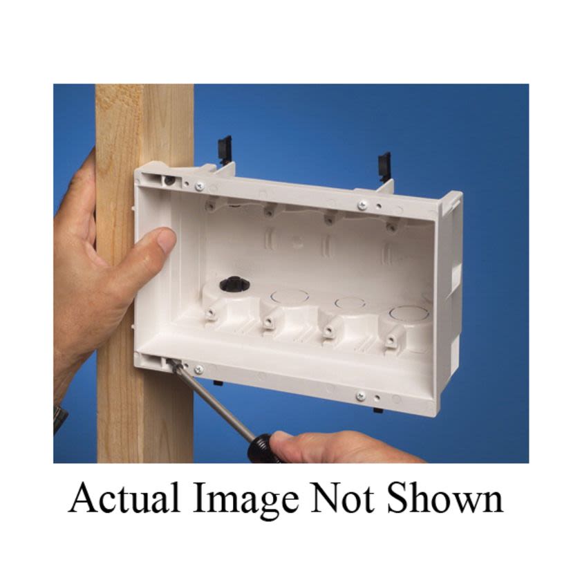 Arlington InBox™ DVFR4W Electrical Box With DVFR4WGC Grounding Clip, Plastic, 64.5 cu-in Capacity, 4 Gangs