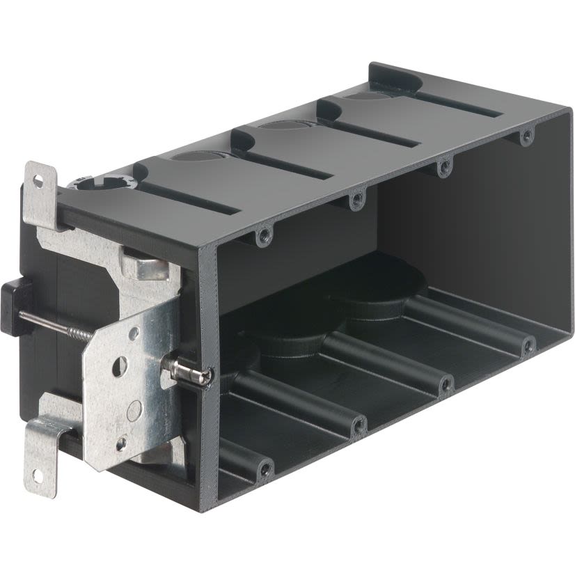 Arlington In/Out Box™ FA104 Adjustable Outlet Box, Plastic, 87 cu-in, 4 Gangs, 3.875 in L x 4.8 in W x 3.72 in H