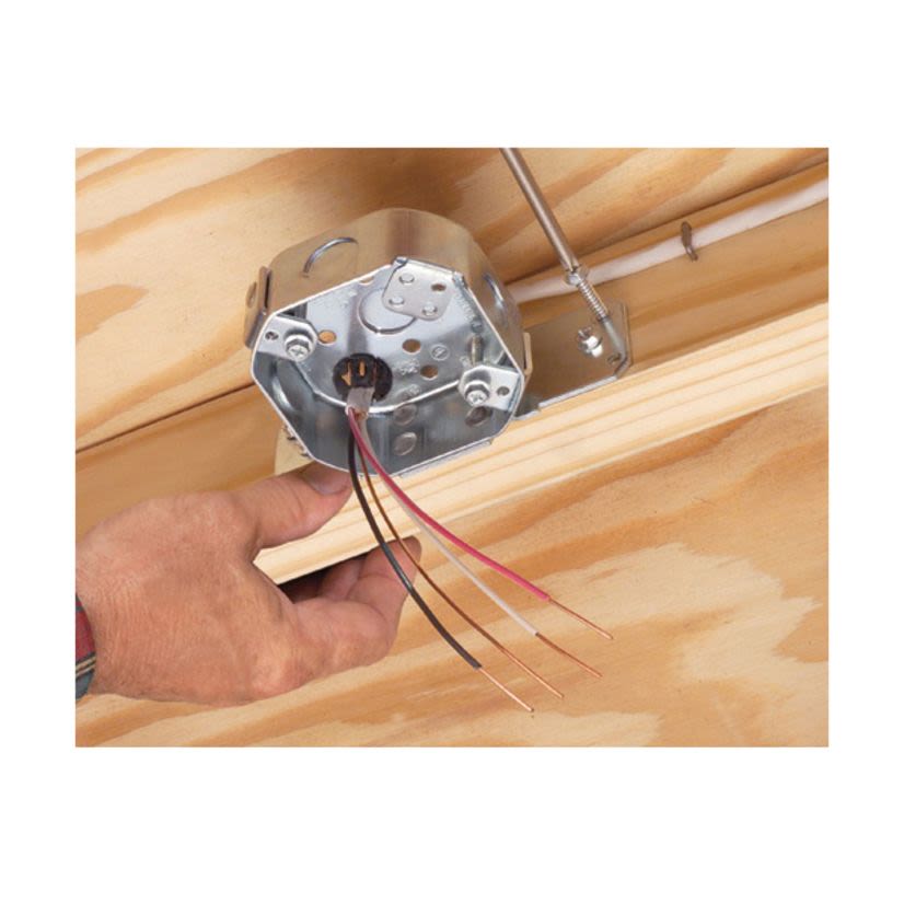 Arlington FBS415S Fan/Fixture Mounting Box With Knockout, Side Mounting Bracket, Steel, 14.6 cu-in Capacity, 4 Knockouts, 6 in L x 4-1/4 in W x 2-1/2 in H