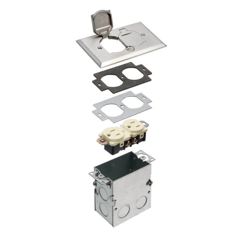 Arlington FLB5331NL Floor Box Kit, Nickel/Plastic/Steel, 1 Gang, 5 in L x 2.9 in W x 3.725 in H
