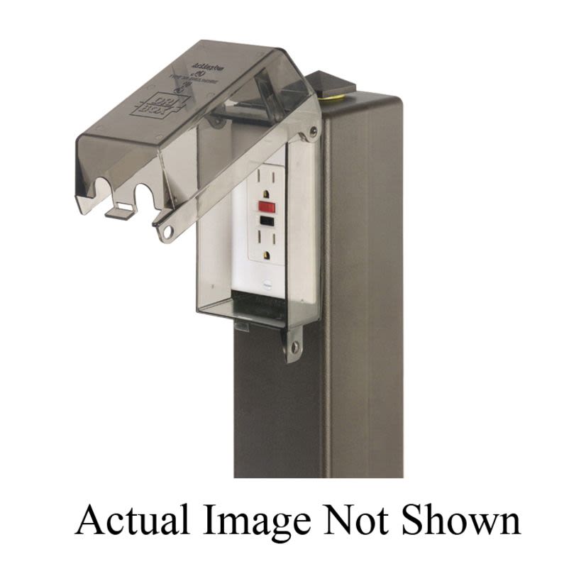 Arlington Gard-N-Post™ GP19W GP Series Low Profile Fixture Support With GP19WGC Grounding Clip, 19.5 in L x 3.361 in W x 3.361 in H, Square Shape, Post Mount, 2 Outlets, Plastic