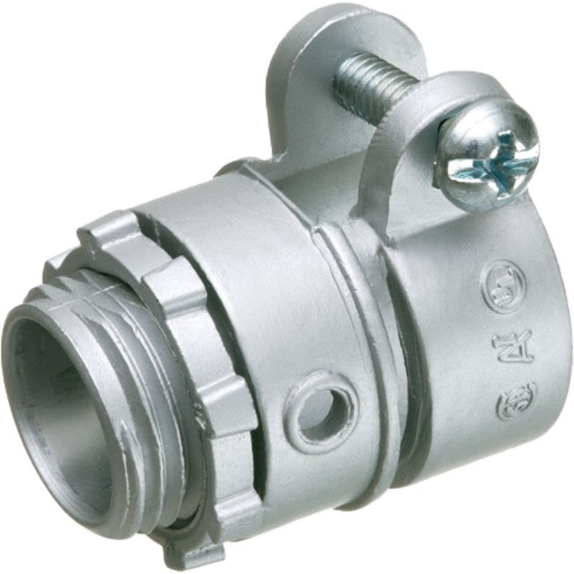 Arlington L421 Single Screw Cable Connector With 0.62 in Dia Round End Stop, 1/2 in Trade, 1/2 in Knockout, 0.85 to 0.91 in Cable Openings, Die Cast Zinc