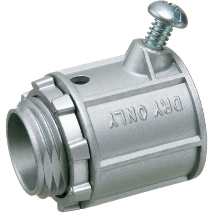 Arlington L49 Single Setscrew Cable Connector, 3/4 in Trade, 3/4 in Knockout, 0.82 to 0.91 in Cable Openings, Die Cast Zinc
