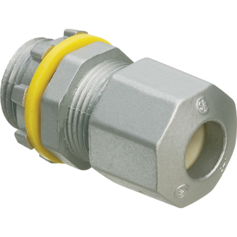 Arlington LPCG503Z Low Profile Oiltight Strain Relief Cord Connector With Sealing Ring, Locknut, 1/2 in Trade, 0.1 to 0.3 in Cable Openings, Die Cast Zinc/Nylon/Polyethylene