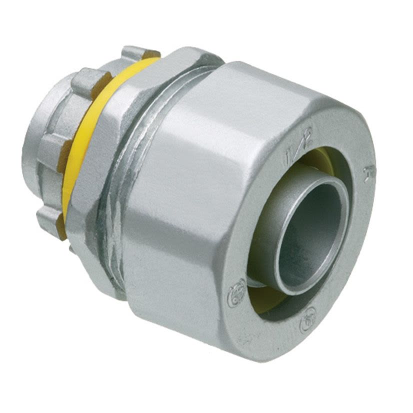Arlington LT50 Form B Straight Liquid Tight Conduit Connector, 1/2 in Trade, Die Cast Zinc