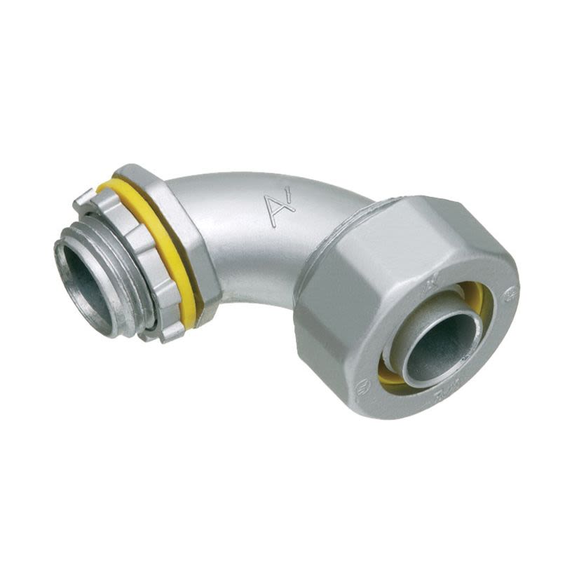 Arlington LT90125 Connector With 1-1/4 in Knockout, 1-1/4 in Trade, 90 deg, Die Cast Zinc
