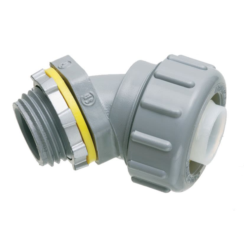 Arlington NMLT4550 Form B Connector With 1/2 in Knockout, 1/2 in Trade, 45 deg, Plastic