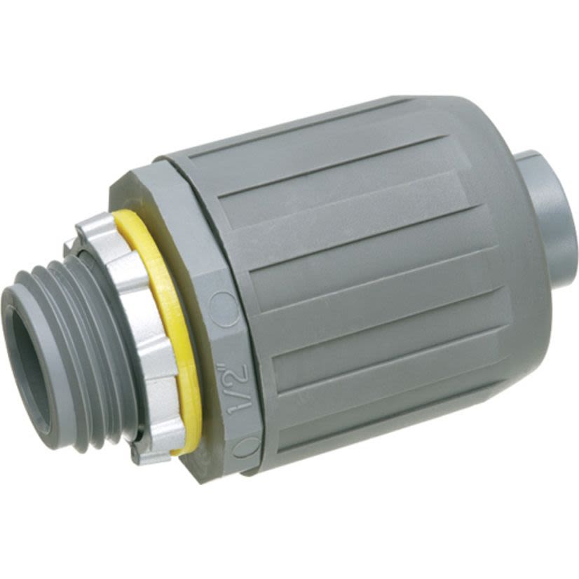 Arlington SNAP2IT NMLT5 Non-Metallic Straight Liquidtight Conduit Connector With 1/2 in Knockout, 1/2 in Trade, Plastic