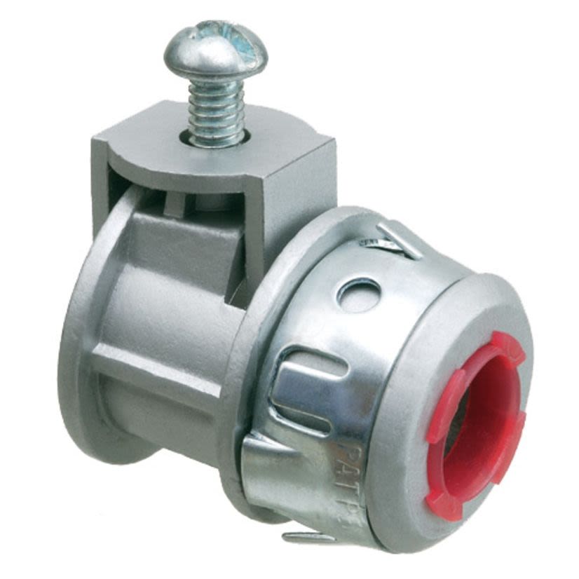 Arlington Saddlegrip SNAP-TITE SG50AST Straight Cable Connector With Insulated Throat, 1/2 in Trade, 1/2 in Knockout, 0.71 to 0.91 in Cable Openings, Die Cast Zinc