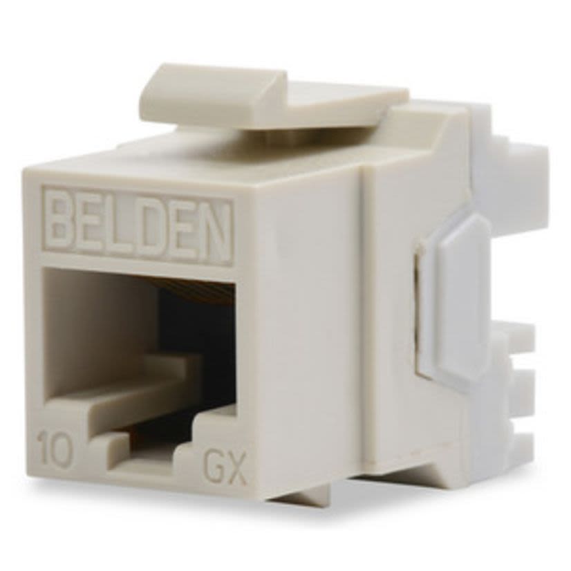 Belden AX101319 KeyConnect Style Modular Jack, Cat 6 RJ45 Module, Snap-Fit Mount, 1 Port, Plastic, Almond