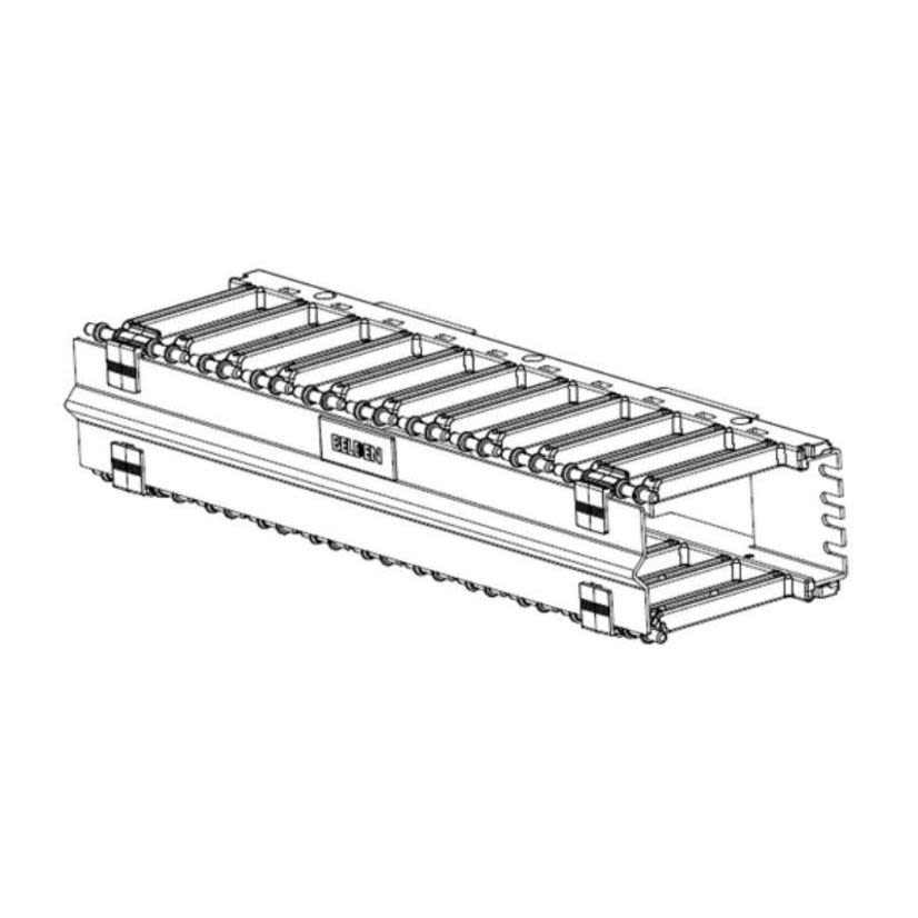 Belden BHH192UC Horizontal Cable Manager With Molded Fingers and Hinging Cover, 3-1/2 in H x 19 in W x 5.66 in D, Black