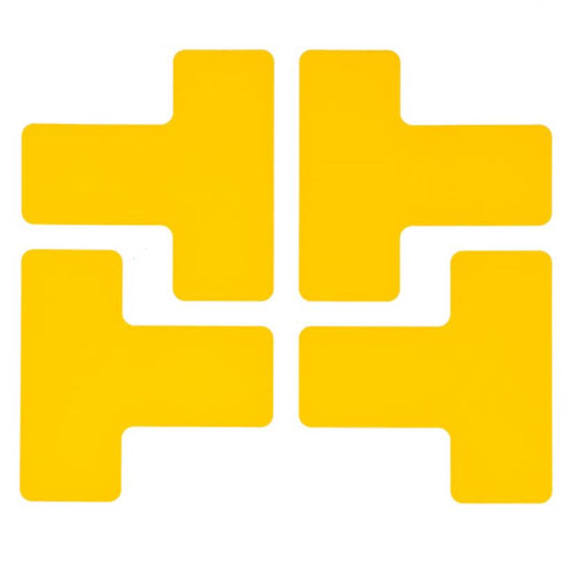 Brady ToughStripe 104439 Non-Reflective T-Shape Overlaminate Floor Corner Mark, 5 in L x 2 in W, Yellow, B-514 Polyester