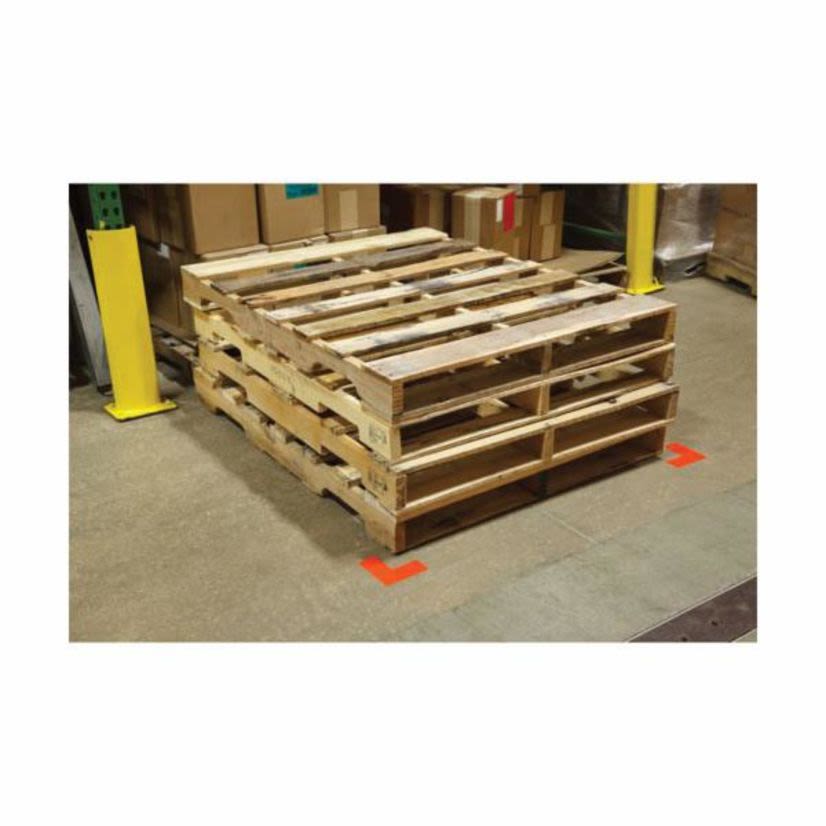 Brady® ToughStripe® 104442 L-Shape Non-Reflective Overlaminate Floor Corner Mark, 8 in L x 3 in W, Red, B-514 Polyester