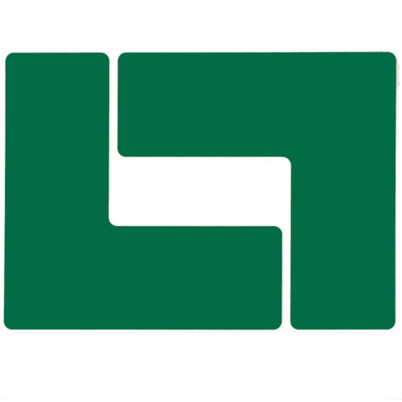 Brady ToughStripe 104443 L-Shape Non-Reflective Overlaminate Floor Corner Mark, 8 in L x 3 in W, Green, B-514 Polyester