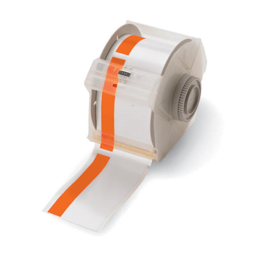 Brady GlobalMark 113158 Label Maker Tape, 100 ft L x 3 in W, For Use With GlobalMark Industrial Label Maker, B-595 Vinyl, Orange/White