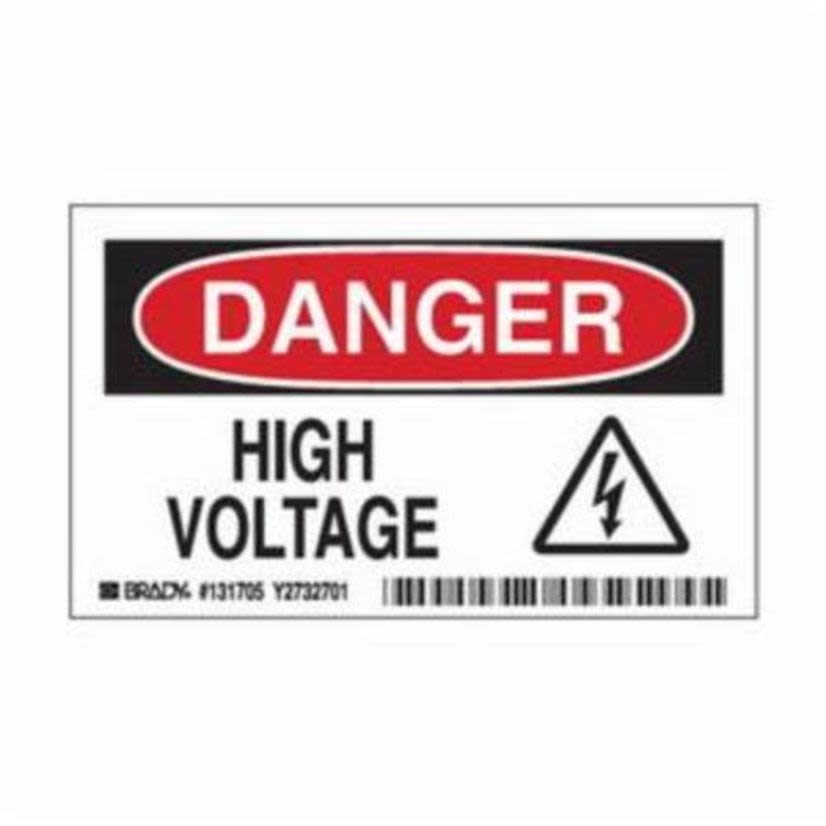 Brady 131706 Overlaminated Rectangular Electrical Safety Label, DANGER, 7 in H x 10 in W, Black/Red on White, B-302 Polyester, Adhesive Mount
