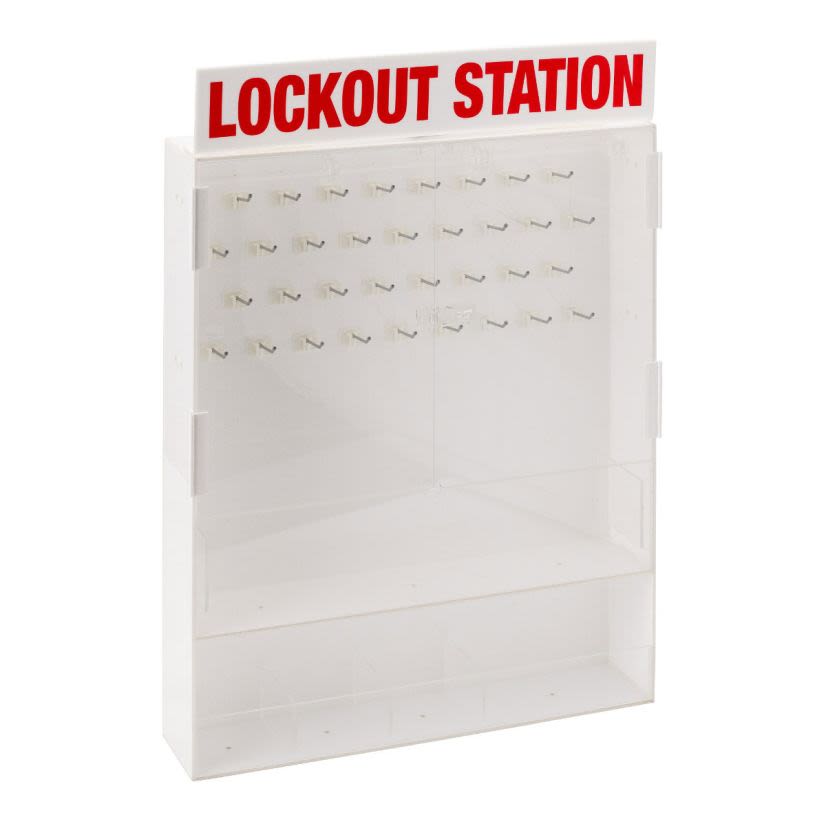 Brady 50995 Extra Large Enclosed Lockout Station, Unfilled, 20 to 25 Padlocks, 30 in H x 25 in W x 5-1/4 in D, Wall Mount, Language: English