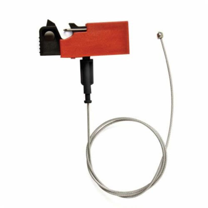 Brady 51252 EZ Panel Loc 1-Pole Electrical Risk Snap-On Circuit Breaker Switch Lockout Device, For Use With 120/277 V AC 1-Pole Circuit Breaker with No Hole in Switch Tongue, 9/32 in Dia Max Padlock Shackle, Red