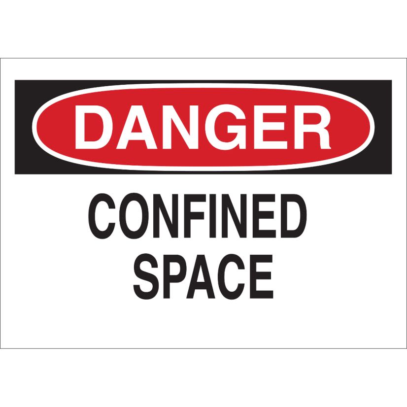 Brady 95013 Rectangular Confined Space Sign, DANGER, 10 in H x 14 in W, Black/Red on White, B-120 Fiberglass, Fastened Mount