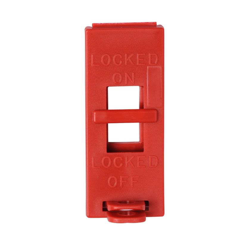 Brady 65696 Toggle Switch Lockout, For Use With Wall Mounted Switch, 1 Padlocks, 0.31 in Dia Max Padlock Shackle, LOTO-42 Polypropylene, Red