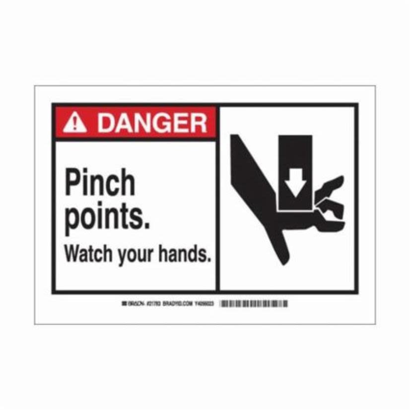 Brady 83911 Rectangular Machine and Equipment Sign, DANGER, 3-1/2 in H x 5 in W, Black/Red on White, B-302 Polyester, Adhesive Mount