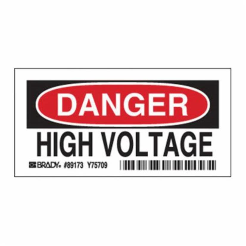 Brady 84875 Rectangular Electrical Safety Sign, DANGER, 3-1/2 in H 5 in W, Black/Red on White, B-302 Polyester, Adhesive Mount