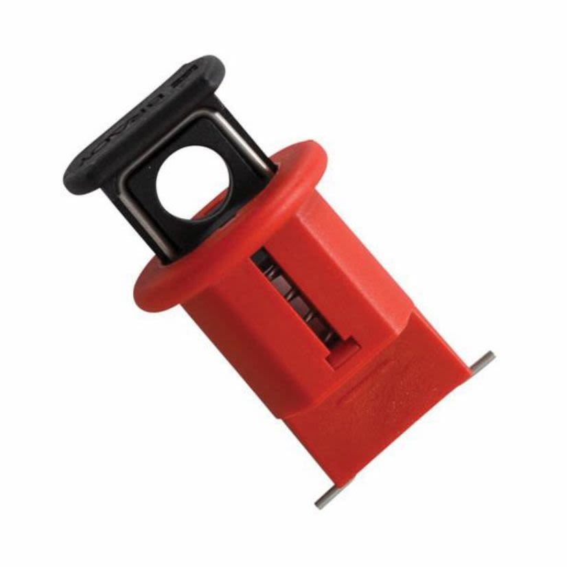 Brady 90850 Electrical Risk Circuit Breaker Lockout, For Use With European and Asian Equipment, Miniature Circuit Breaker Switch, 1 Padlocks, 0.32 in Dia Max Padlock Shackle, LOTO-26 Fiberglass Reinforced Nylon, Red