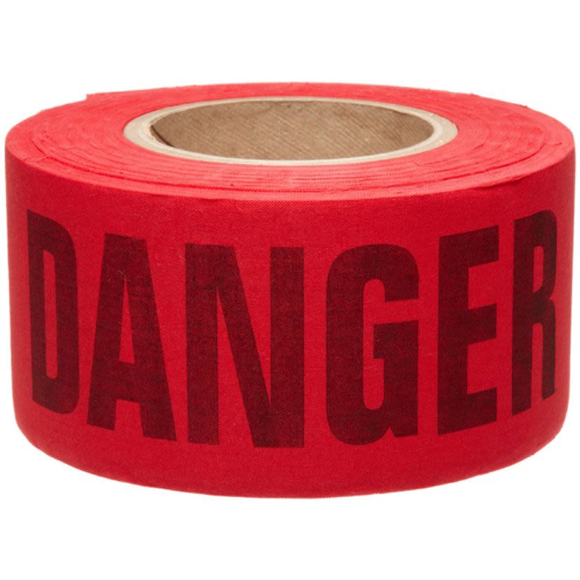 Brady 91084 Bio-Degradable Repulpable Woven Barricade Tape, Black on Red, 50 yd L 3 in W, Danger Legend, Cotton/Woven