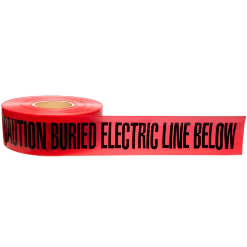 Brady Identoline 91295 Electric Line Underground Warning Tape, Black on Red, 1000 ft L 3 in W 0.035 in THK