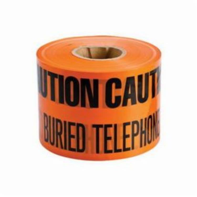 Brady Identoline 91297 Telephone Line Underground Warning Tape, Black on Orange, 1000 ft L x 6 in W x 0.035 in THK