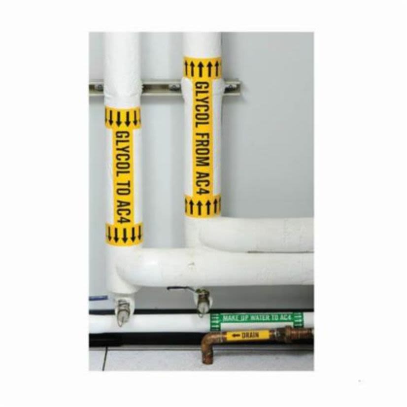 Brady 91424 Arrow Permanent Acrylic Pipe Banding Tape, Black on Yellow, 30 yd L x 1 in W, B-946 Vinyl, 1440 Markers per Card
