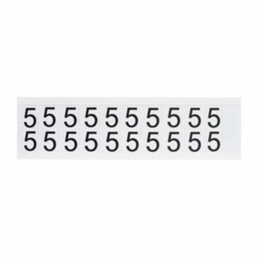 Brady 9712-5 High Quality Non-Reflective Standard Number Label, Black 5 Character, 5/8 in H x 0.466 in W, White Background, B-946 Vinyl