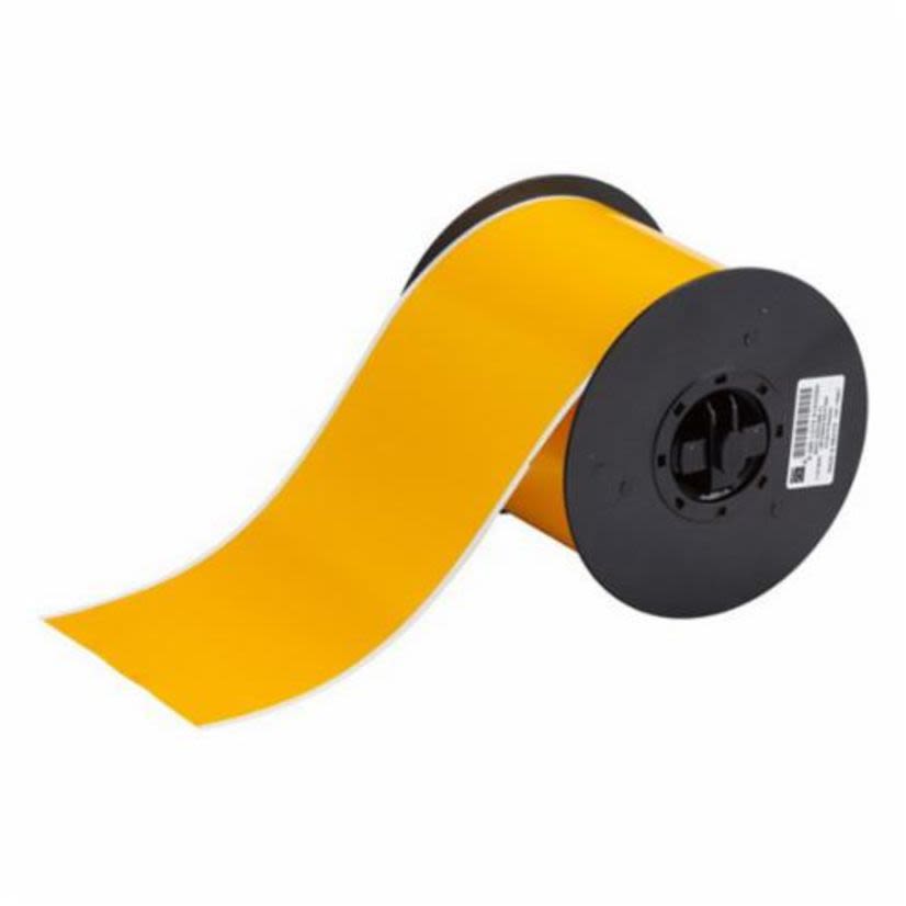 Brady B30C-4000-595-YL B30 Thermal Transfer Vinyl Label, 4 in W, Yellow, B-595 Vinyl
