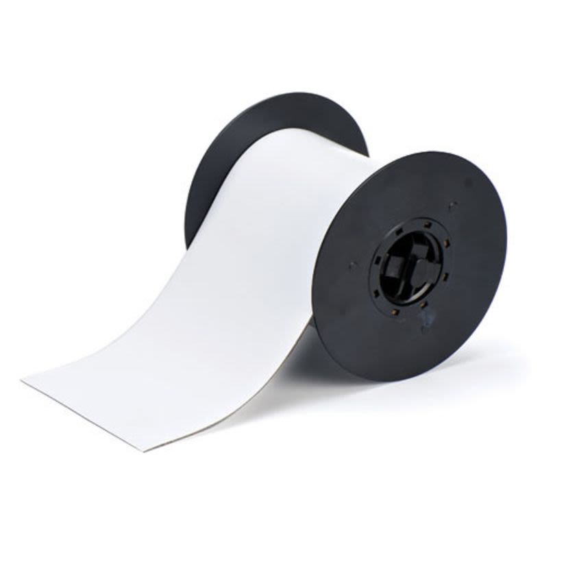 Brady B30C-4250-509-WT B30 Magnetic Non-Adhesive Printer Label, 25 ft L x 4-1/4 in W, White, B-509 Polyester